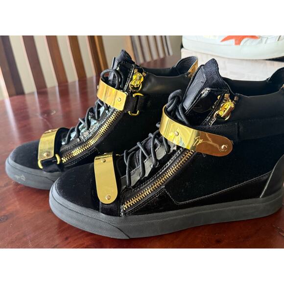 Giuseppe Zanotti Coby High top zip lace up sneakers black velvet size 42 men main image 8